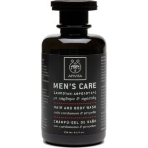 Apivita Men’s Care Σαμπουάν & Αφρόλουτρο Με Κάρδαμο & Πρόπολη 250ml