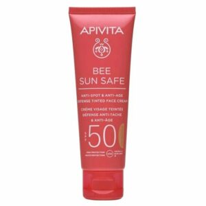 Apivita Bee Sun Safe Αντηλιακή Κρέμα Προσώπου Κατά Των Πανάδων και Των Ρυτίδων Με Χρώμα Golden Απόχρωση SPF50 50ml