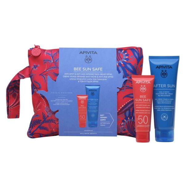 Apivita Promo Set Bee Sun Safe Anti-Spot & Anti-Age SPF50 Defense Face Cream 50ml & After Sun Face & Body Gel-Cream 100ml