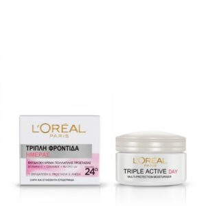 L’Oreal Τριπλή Φροντίδα Ημέρας Ενυδατική Κρέμα Πολλαπλής Προστασίας 50ml  (ξηρή και ευαίσθητη επιδερμίδα)