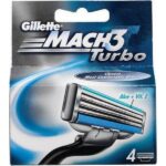 Gillette Mach3 Turbo Ανταλλακτικές Κεφαλές με 3 Λεπίδες και Λιπαντική Ταινία 4τμχ