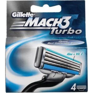 Gillette Mach3 Turbo Ανταλλακτικές Κεφαλές με 3 Λεπίδες και Λιπαντική Ταινία 4τμχ