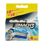 Gillette Mach3 Turbo Ανταλλακτικές Κεφαλές με 3 Λεπίδες και Λιπαντική Ταινία 4τμχ