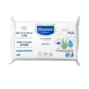 Mustela Organic Cotton Wipes with Water Μαντηλάκια Καθαρισμού 60 Τεμάχια