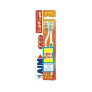 AIM Αnti-Plaque Medium Toothbrush 2τμχ.