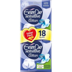 Everyday Sensitive With Cotton Super Ultra Plus Σερβιέτες Με Φτερά 18τμχ.