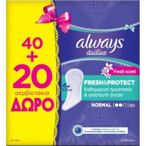Always Fresh & Protect Normal Σερβιετάκια 40+20τμχ Δώρο