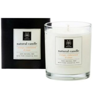 Apivita Natural Candle Φυσικό Κερί Με Αιθέρια Έλαια Από Κέδρο Πορτοκάλι & Γαρύφαλλο 235gr.