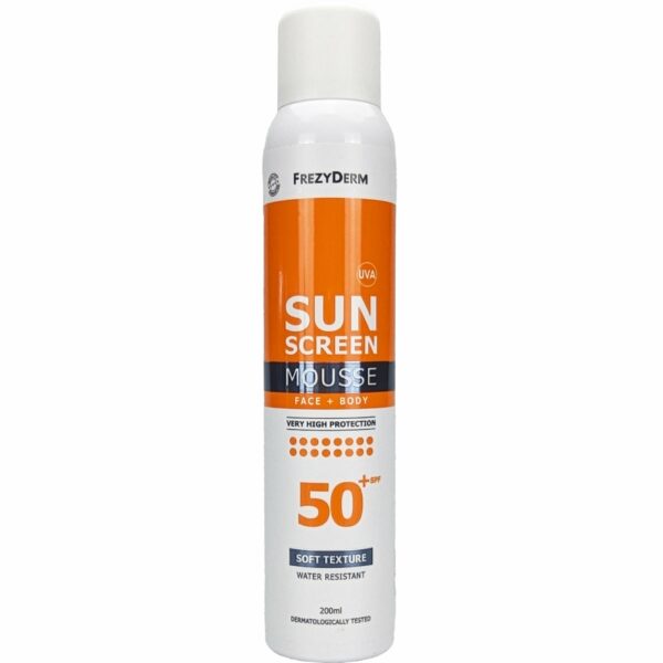 Frezyderm Sunscreen Face & Body Mousse SPF50+ Αντηλιακός Αφρός Προσώπου & Σώματος Πολύ Υψηλής Προστασίας 200ml.