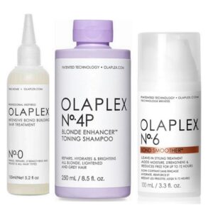 Olaplex No.0 Hair Treatment 155ml & Olaplex No.4P Blonde Enhancer Toning Shampoo 250ml & Olaplex No.6 Bond Smoother 100ml