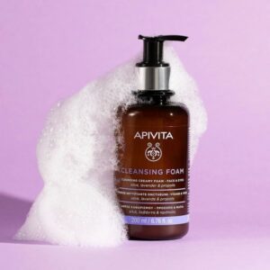 Apivita Cleansing Foam Face & Eyes Κρεμώδης Αφρός Καθαρισμού Για Πρόσωπο & Μάτια Με Ελιά & Λεβάντα 300ml