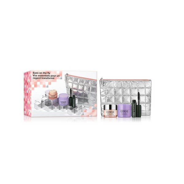 Clinique Eyes On The Fly Set All About Eyes 15ml & Take The Day Off Cleansing Balm 15ml & High Impact Mascara Black & Pouch