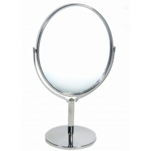 Ro Accessories Καθρέπτης Μακιγιάζ Επιτραπέζιος Ασημί 2πλής Όψεως 10x12cm