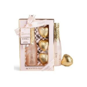IDC Institute Scented Rose Bathroom Set Orange & Cedar Wood Bath 150ml & Bath Bomb 3×30gr