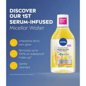 Nivea Skin Glow Micellar Water Ενυδατικό Μικυλλικό Νερό Ντεμακιγιάζ Για Θαμπή & Ευαίσθητη Επιδερμίδα 400ml