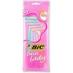 Bic Twin Lady Ξυραφάκια Σώματος Με 2 Λεπίδες & Λιπαντική Ταινία Για Ευαίσθητες Επιδερμίδες 5τμχ