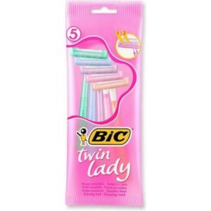 Bic Twin Lady Ξυραφάκια Σώματος Με 2 Λεπίδες & Λιπαντική Ταινία Για Ευαίσθητες Επιδερμίδες 5τμχ