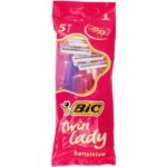 Bic Twin Lady Ξυραφάκια Σώματος Με 2 Λεπίδες & Λιπαντική Ταινία Για Ευαίσθητες Επιδερμίδες 5τμχ