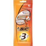Bic 3 Sensitive Ξυραφάκια Μιας Χρήσης Με 3 Λεπίδες & Λιπαντική Ταινία 4 τμχ