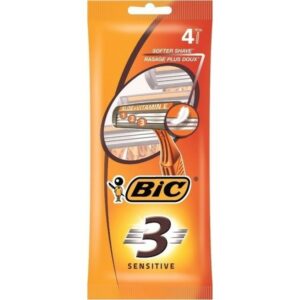 Bic 3 Sensitive Ξυραφάκια Μιας Χρήσης Με 3 Λεπίδες & Λιπαντική Ταινία 4 τμχ