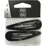 Ro Accessories Κλικ Κλακ Μαλλιών Μαύρα Γυαλιστερά 7cm 2τμχ