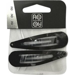 Ro Accessories Κλικ Κλακ Μαλλιών Μαύρα Γυαλιστερά 7cm 2τμχ