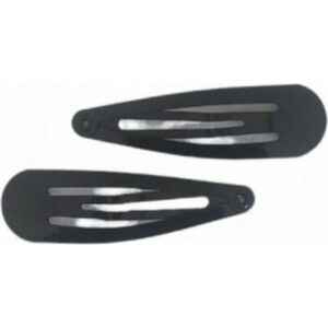 Ro Accessories Κλικ Κλακ Μαλλιών Μαύρα Γυαλιστερά 7cm 2τμχ