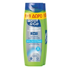 Wash & Go 2σε1 Kατά Tης Πιτυρίδας Σαμπουάν & Conditioner 360ml (1+1)