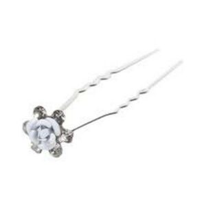 Ro Accessories Φουρκέτα Μαλλιών Ασημί Τριαντάφυλλο Με Στρας 12 mm