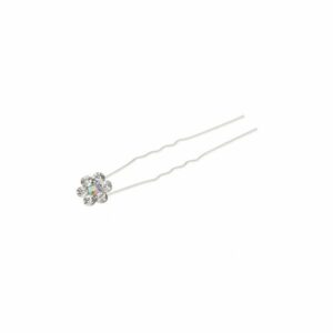 Ro Accessories Φουρκέτα Μαλλιών Ξαπλωτή Λουλούδι Με Λευκό Και Ιριδίζον Στρας 11 mm