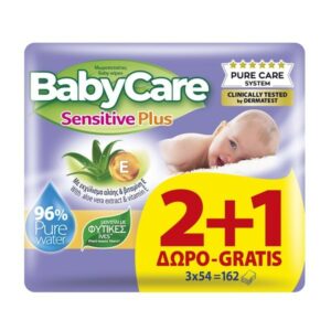 BabyCare Sensitive Plus Baby Wipes Μωρομάντηλα 3×54τμχ (2+1 Δώρο)
