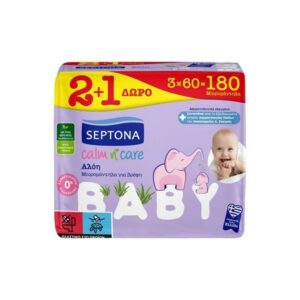 Septona Calm n’ Care Aloe  Μωρομάντηλα Για Βρέφη 3×60τμχ.(2+1)