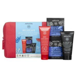 Apivita Promo Set Bee Sun Safe Anti-Spot & Anti-Age SPF50 Defense Face Cream 50ml & Black Detox Cleansing Jelly 50ml & Express Face Mask Sea Levander 2x8ml