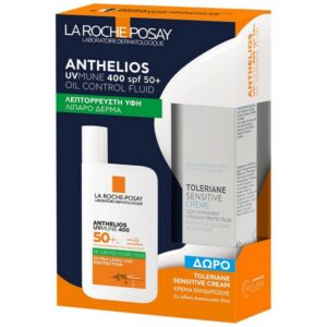 La Roche-Posay Promo Set Anthelios UVMune 400 SPF50+ Oil Control Fluid 50ml & Toleriane Sensitive Moisturiser Cream 15ml