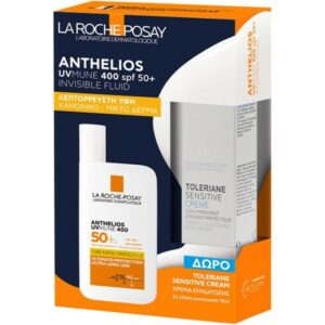 La Roche-Posay Promo Set Anthelios UVMune 400 SPF50+ Invisible Fluid 50ml & Toleriane Sensitive Moisturiser Cream 15ml