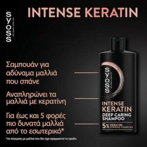 Syoss Intense Keratin Shampoo Deep Caring Σαμπουάν Για Αδύναμα Μαλλιά 440ml