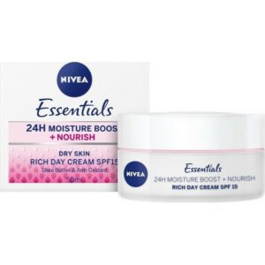Nivea Essentials Nourishing Day Cream Dry Skin SPF15 Ενυδατική Κρέμα Ημέρας Για Ξηρή Ευαίσθητη Επιδερμίδα 50ml
